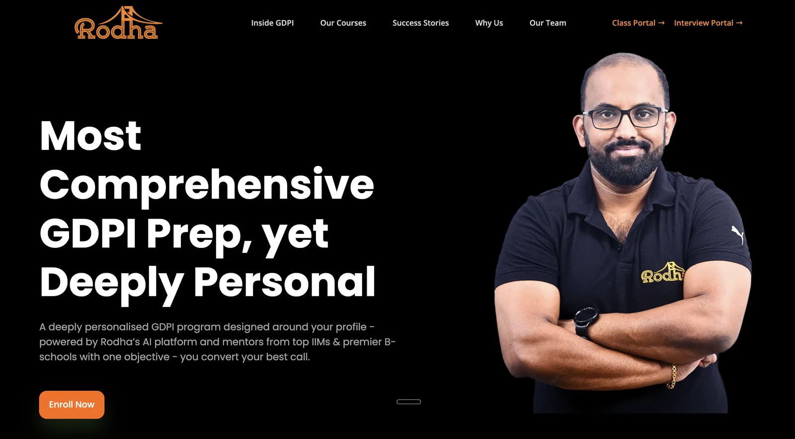 Rodha GDPI platform homepage — personalised GDPI prep